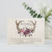 Carte de réponse Mariage Rustique Boho Floral Antl (Debout devant)