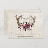 Carte de réponse Mariage Rustique Boho Floral Antl (Devant / Derrière)