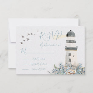 Carte de réponse Mariage Seaside Lighthouse RSVP