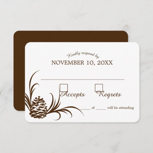 Carte de réponse Mariage Silhouette Pine Cone (Devant / Derrière)