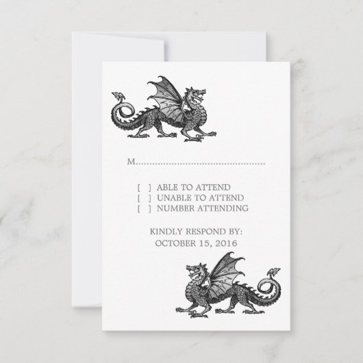 Carte de réponse Mariage Silver Dragon (Devant)