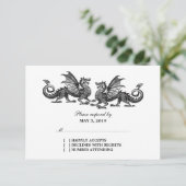 Carte de réponse Mariage Silver Elegant Dragons (Debout devant)