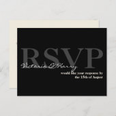 Carte de réponse mariage simple RSVP crème noire (Devant / Derrière)