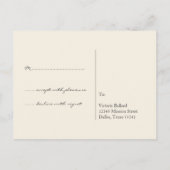 Carte de réponse mariage simple RSVP crème noire (Dos)