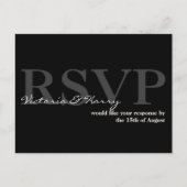 Carte de réponse mariage simple RSVP crème noire (Devant)