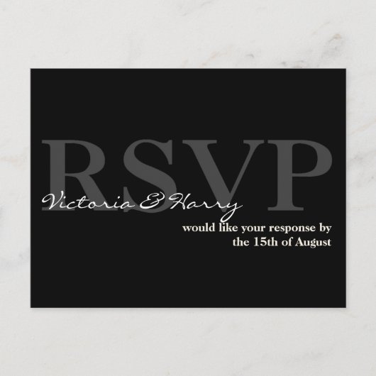 Carte de réponse mariage simple RSVP crème noire (Devant)