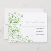 Carte de réponse Mariage vert Apple Birds & Swirls (Dos)