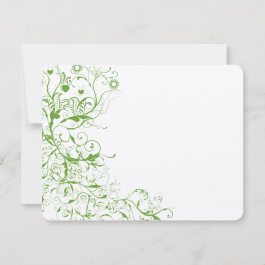 Carte de réponse Mariage vert Apple Birds & Swirls (Devant)