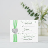 Carte de réponse Mariage vert Diamond Heart (Debout devant)
