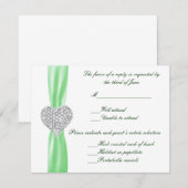 Carte de réponse Mariage vert Diamond Heart (Devant / Derrière)