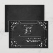 Carte de réponse Mariage vintage Chalkboard (Devant / Derrière)