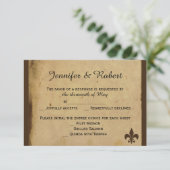 Carte de réponse Mariage vintage Fleur de Lis (Debout devant)