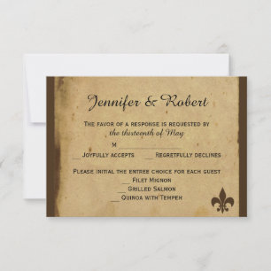 Carte de réponse Mariage vintage Fleur de Lis