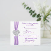 Carte de réponse Mariage violet du coeur de diaman (Debout devant)
