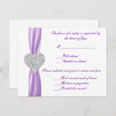 Carte de réponse Mariage violet du coeur de diaman (Devant / Derrière)