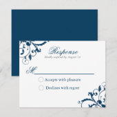 Carte de réponse marine bleu et gris argenté (Devant / Derrière)