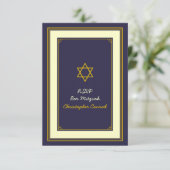Carte de réponse Marine et Gold Bar Mitzvah (Debout devant)
