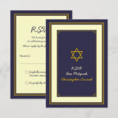 Carte de réponse Marine et Gold Bar Mitzvah (Devant / Derrière)