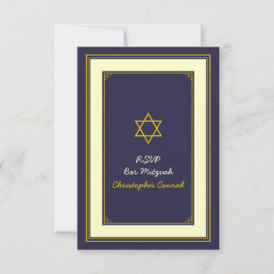 Carte de réponse Marine et Gold Bar Mitzvah