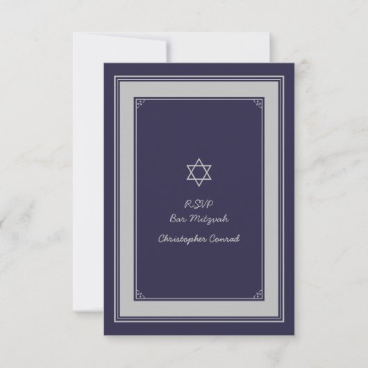 Carte de réponse Marine Silver Grey Bar Mitzvah (Devant)