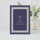 Carte de réponse Marine Silver Grey Bar Mitzvah (Debout devant)