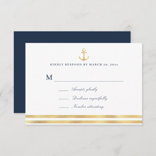 carte de réponse maritime moderne RSVP (Devant / Derrière)