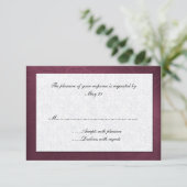 Carte de réponse Maroon Mariage damassé (Debout devant)