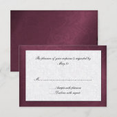Carte de réponse Maroon Mariage damassé (Devant / Derrière)