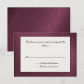 Carte de réponse Maroon Mariage damassé (Devant / Derrière)