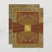 Carte de réponse marron et or ornée (Devant / Derrière)