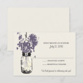 Carte de réponse Mason Jar & Fleurs sauvages (Devant / Derrière)