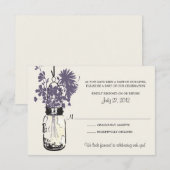 Carte de réponse Mason Jar & Fleurs sauvages (Devant / Derrière)