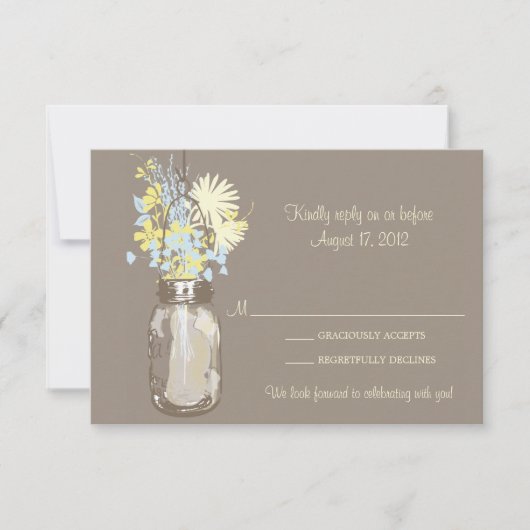 Carte de réponse Mason Jar & Fleurs sauvages (Devant)
