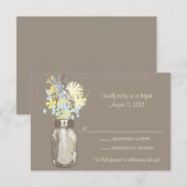 Carte de réponse Mason Jar & Fleurs sauvages (Devant / Derrière)