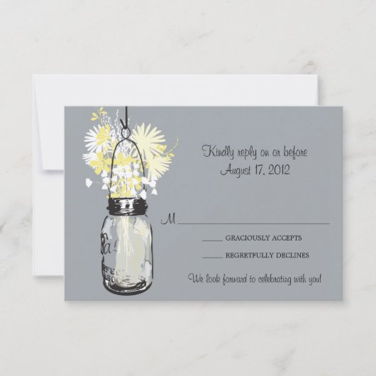 Carte de réponse Mason Jar & Wildflowers (Devant)