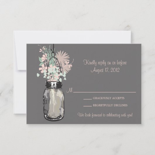 Carte de réponse Mason Jar & Wildflowers (Devant)