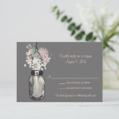 Carte de réponse Mason Jar & Wildflowers (Debout devant)