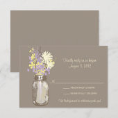 Carte de réponse Mason Jar & Wildflowers (Devant / Derrière)