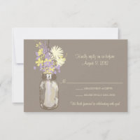 Carte de réponse Mason Jar & Wildflowers