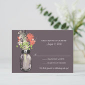 Carte de réponse Mason Jar & Wildflowers (Debout devant)