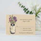 Carte de réponse Mason Jar & Wildflowers (Debout devant)