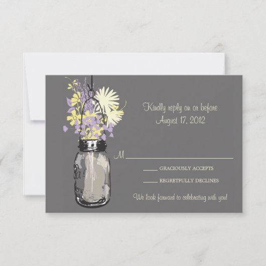 Carte de réponse Mason Jar & Wildflowers (Devant)