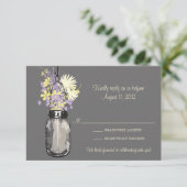 Carte de réponse Mason Jar & Wildflowers (Debout devant)