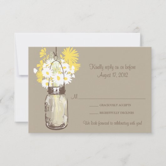 Carte de réponse Mason Jar & Wildflowers (Devant)