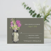 Carte de réponse Mason Jar & Wildflowers (Debout devant)