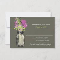 Carte de réponse Mason Jar & Wildflowers