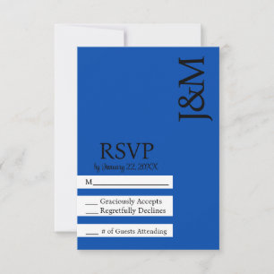 Carte de réponse minimaliste bleu cobalt