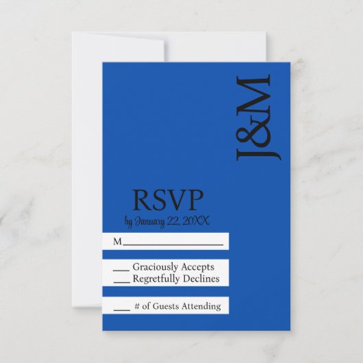 Carte de réponse minimaliste bleu cobalt (Devant)