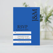 Carte de réponse minimaliste bleu cobalt (Debout devant)