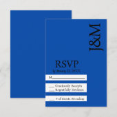 Carte de réponse minimaliste bleu cobalt (Devant / Derrière)